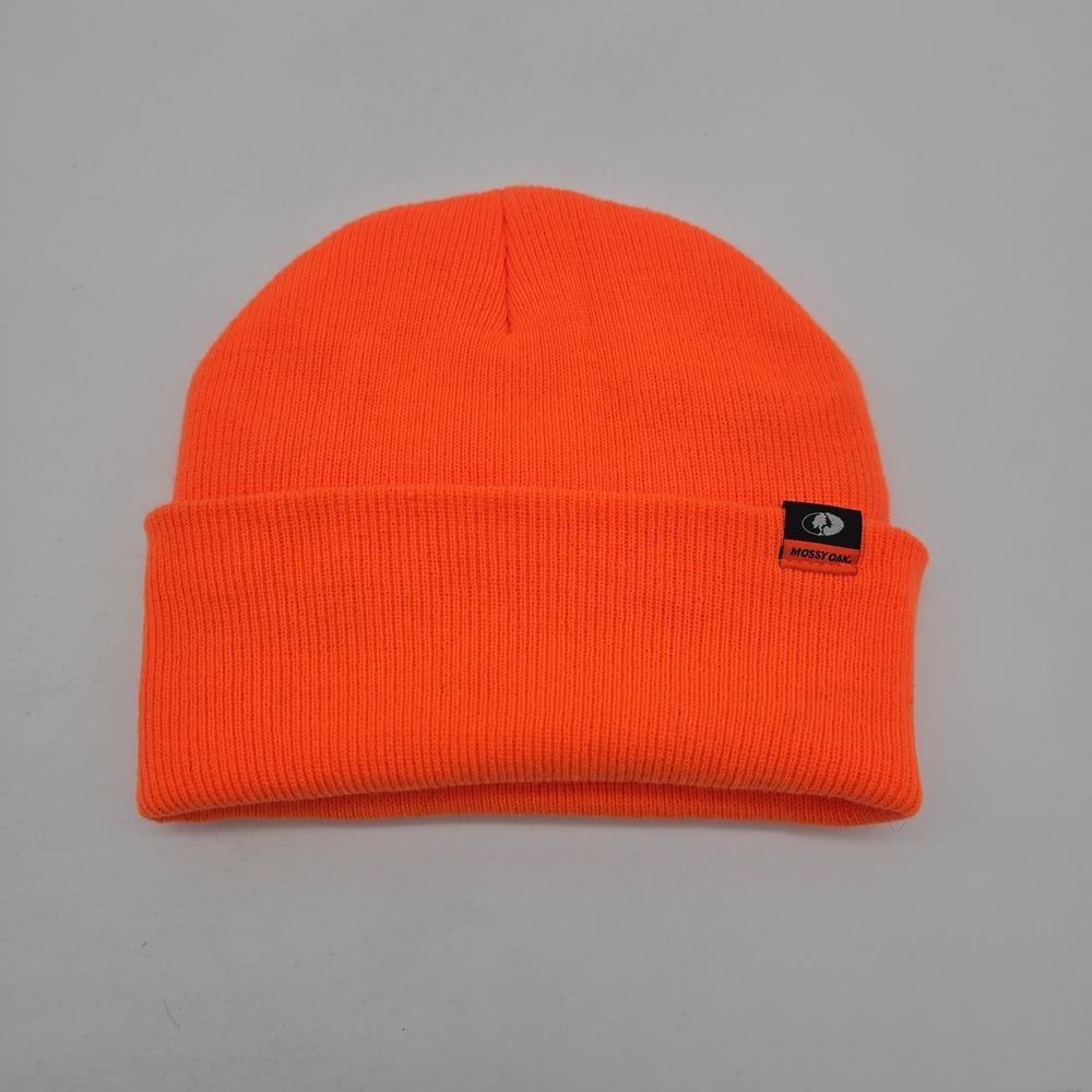 Mossy Oak Beanie Cap Sock Hat Hunting Blaze Safety Orange OSFA Stretch
